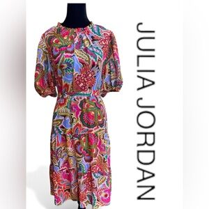 NWT Julia Jordan Floral Chiffon Dress – Semi-Sheer, Vibrant Multicolor